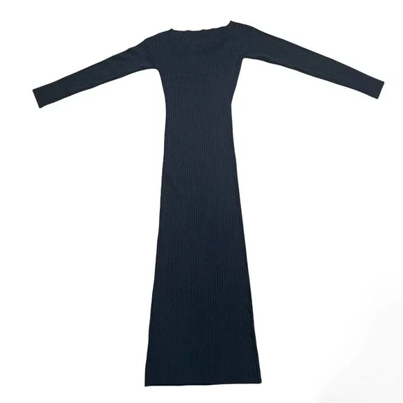 SIR The Label Black Kelvin Off The Shoulder Twisted Cut Out Ribbed Midi 1/S - Picture 6 of 9